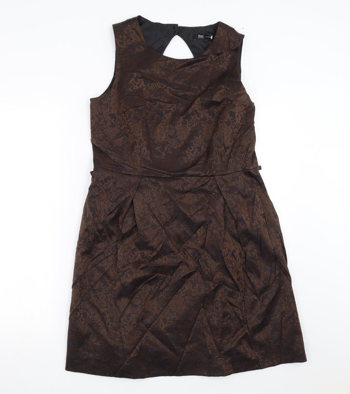 F&F Womens Brown Floral Shift Size 14