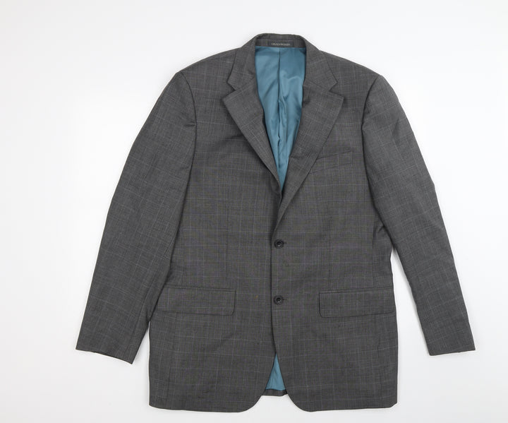 GREENWOODS Mens Grey Jacket Suit Jacket Size 40