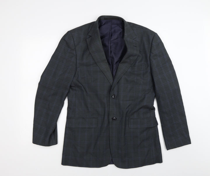 Marks and Spencer Mens Blue Check  Jacket Suit Jacket Size 38