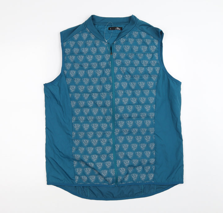 Crane Womens Blue Geometric  Gilet Waistcoat Size L