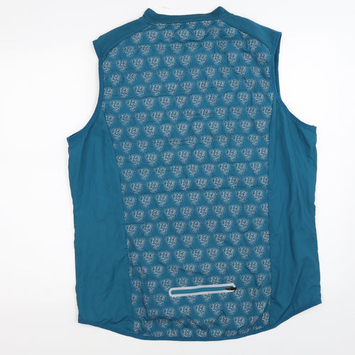 Crane Womens Blue Geometric  Gilet Waistcoat Size L