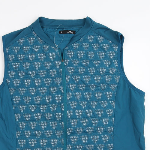Crane Womens Blue Geometric  Gilet Waistcoat Size L