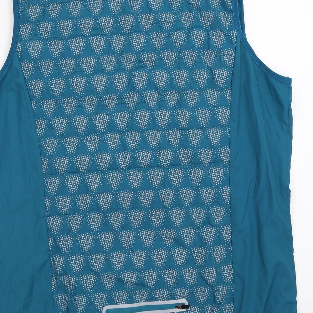 Crane Womens Blue Geometric  Gilet Waistcoat Size L