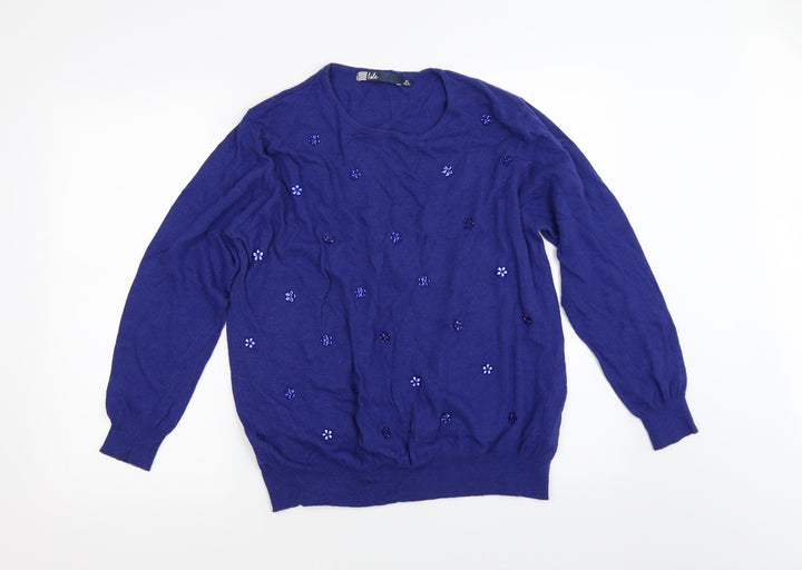 EWM Womens Blue Pullover Jumper Size XL