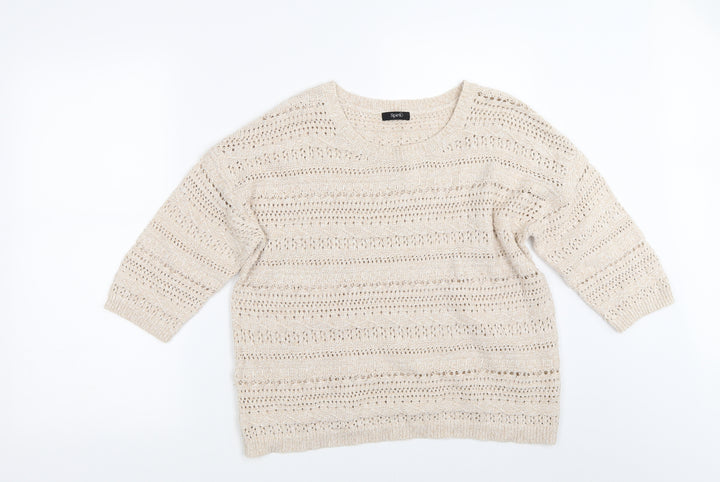 M&Co Womens Beige Pullover Jumper Size 14