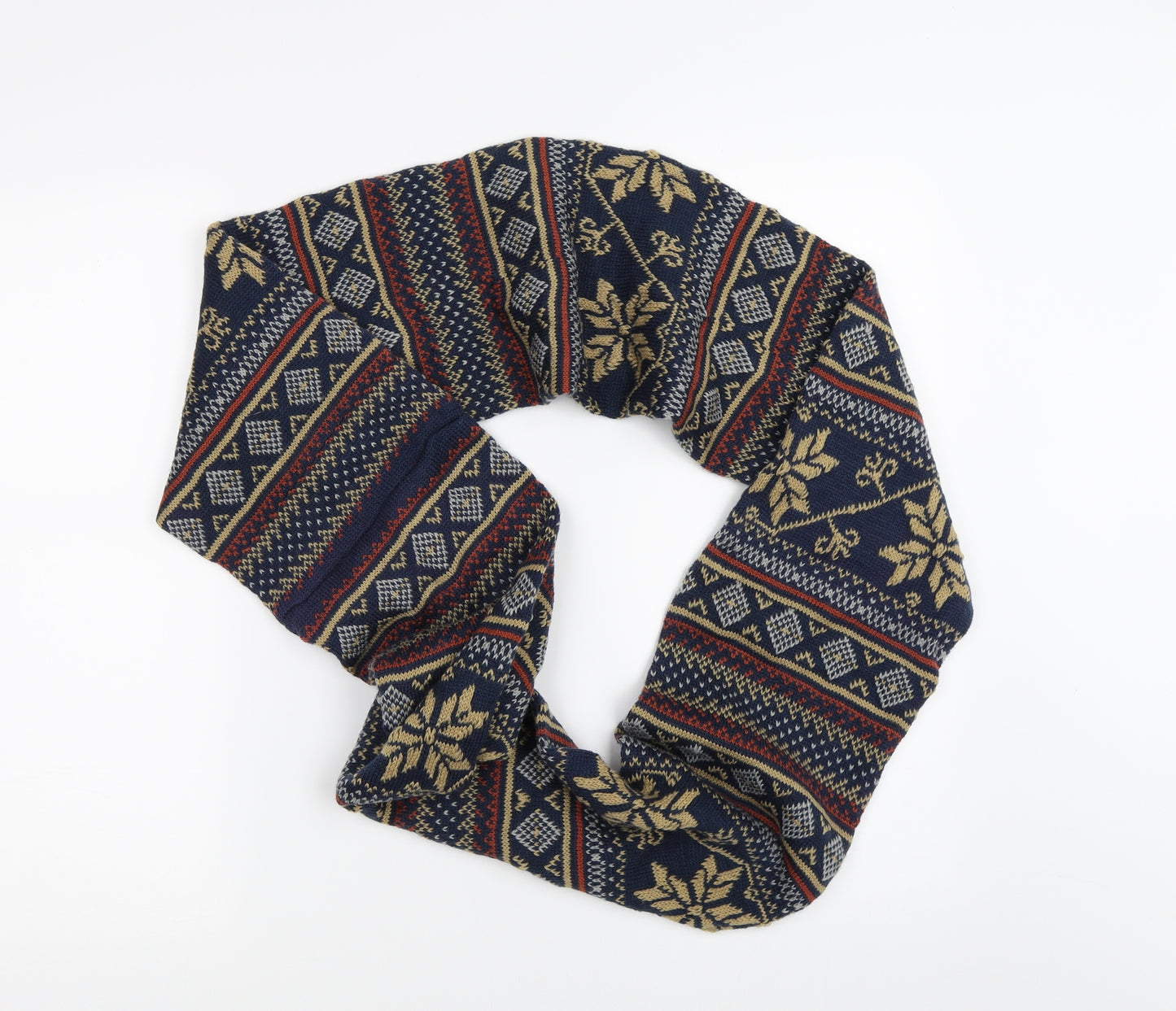 Preworn Unisex Blue Geometric  Scarf  One Size