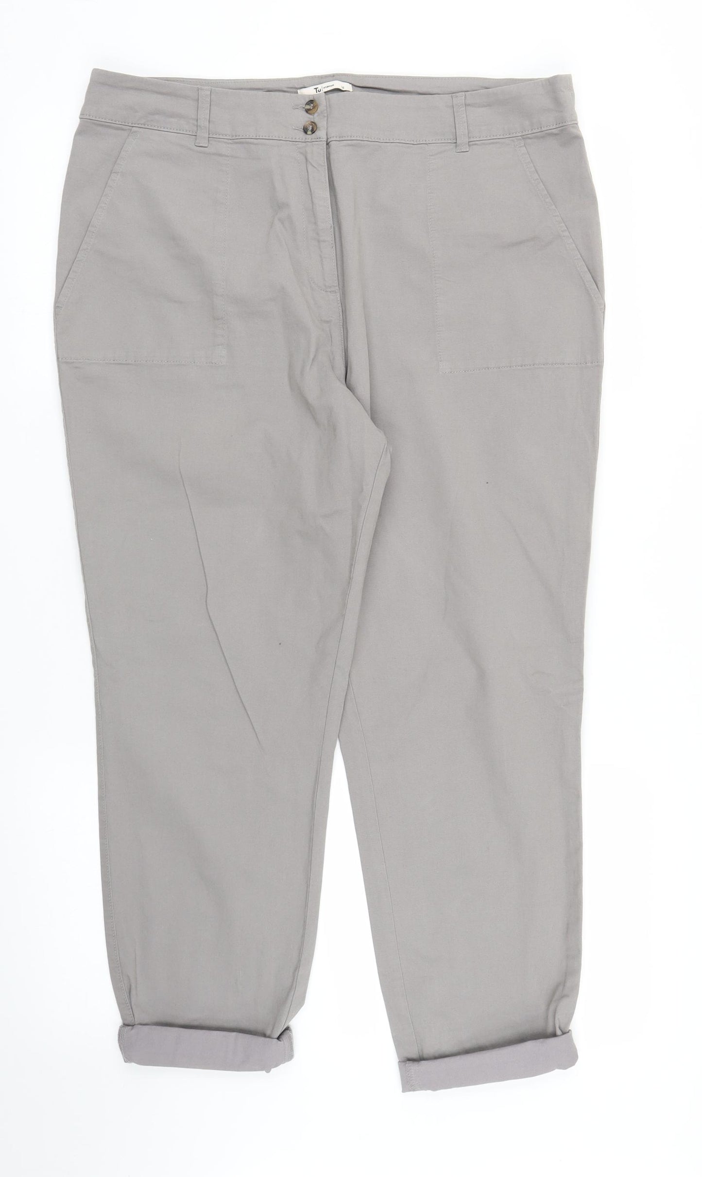 TU Womens Grey   Capri Trousers Size 16 L24 in