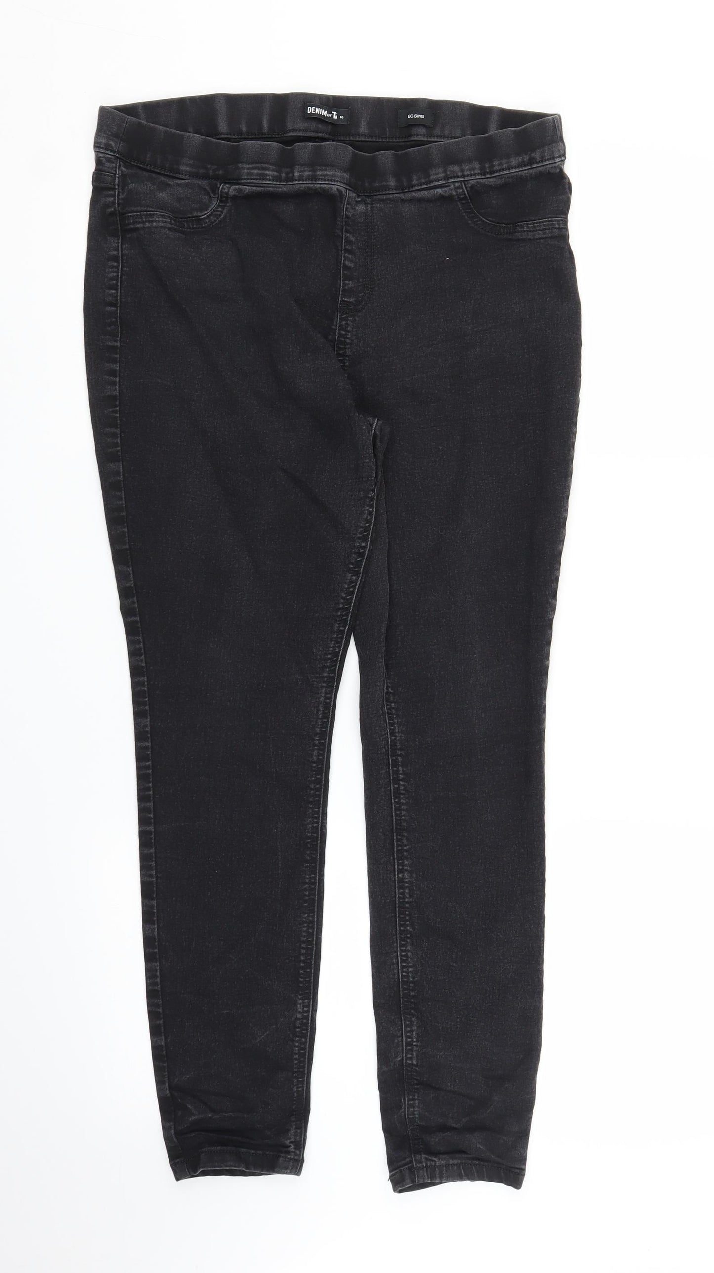 TU Womens Black  Denim Jegging Jeans Size 16 L26 in