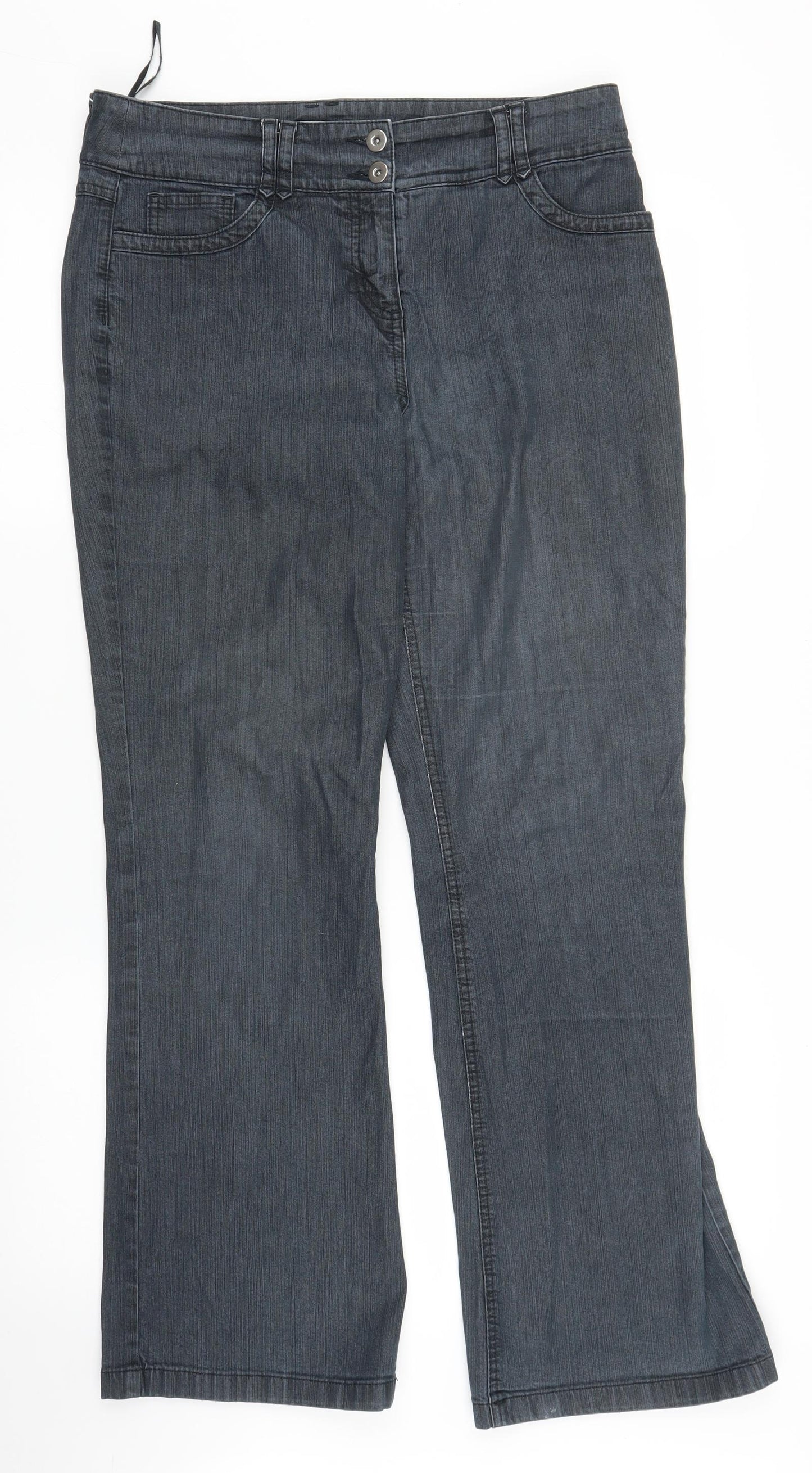 Per Una Womens Grey  Denim Flared Jeans Size 12 L29 in