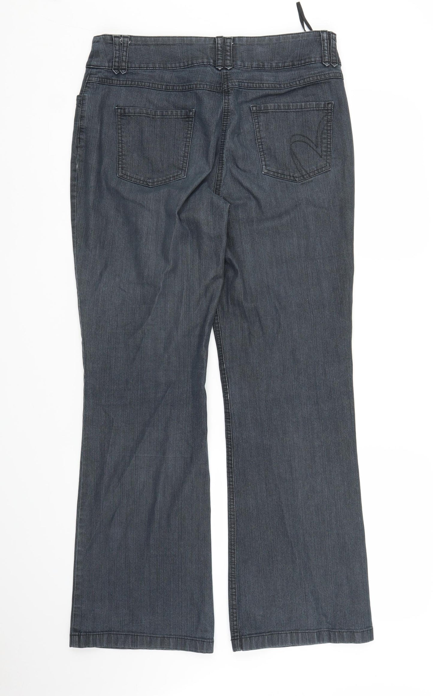 Per Una Womens Grey  Denim Flared Jeans Size 12 L29 in