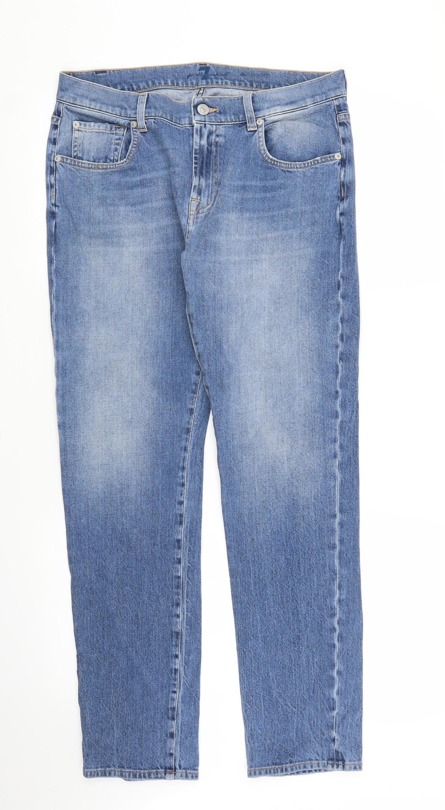 7 Mens Blue  Denim Straight Jeans Size 32 in L28 in