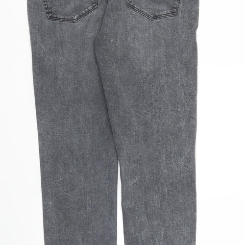 Preworn Womens Grey Floral Denim Straight Jeans Size M L25 in