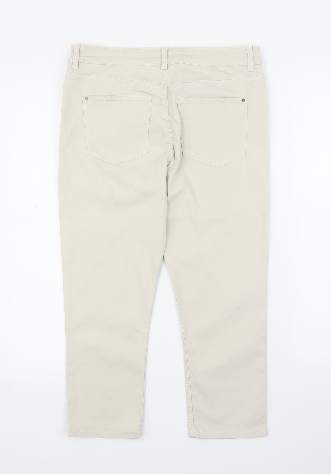 M&S Womens Beige   Pedal Pusher Trousers Size 12 L23 in