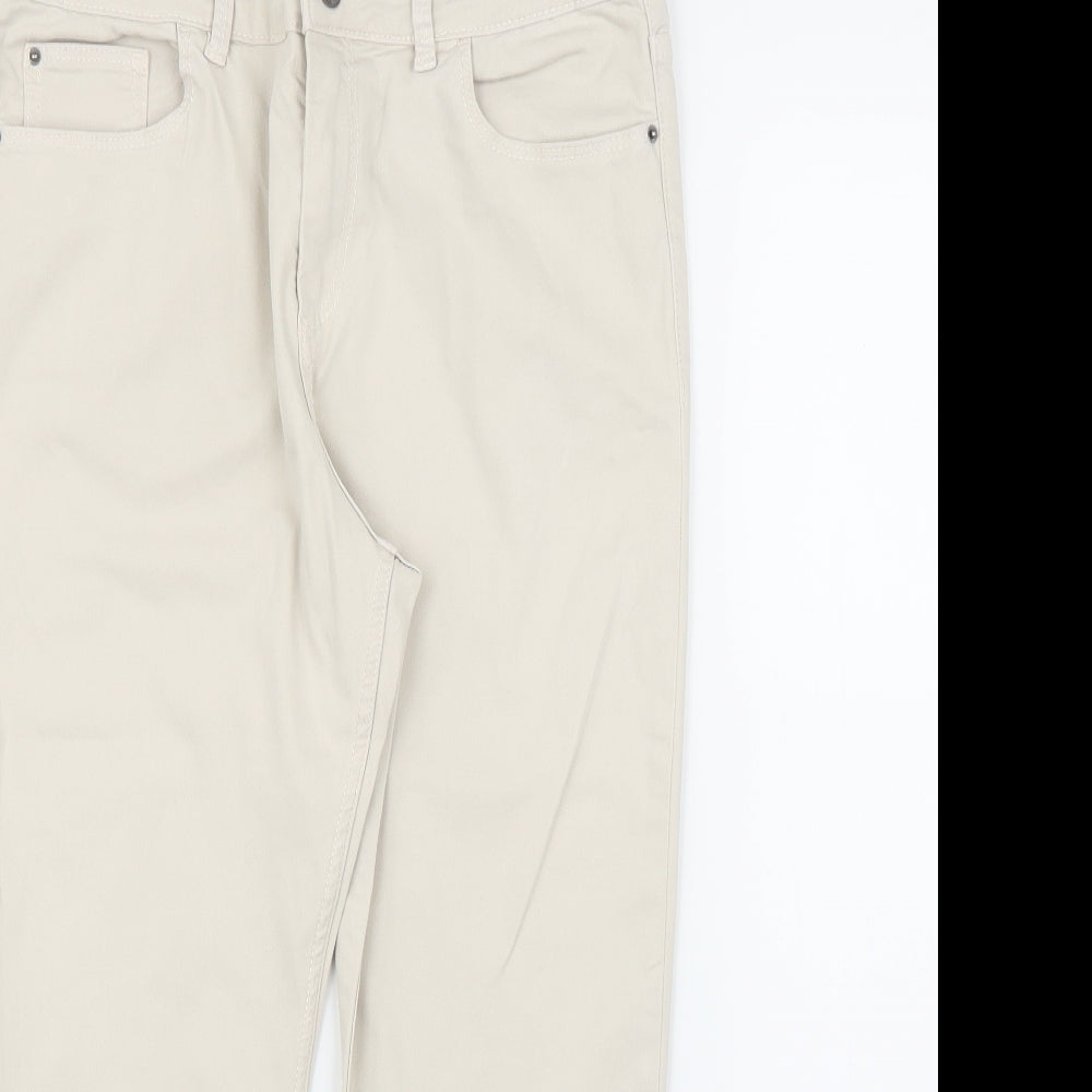 M&S Womens Beige   Pedal Pusher Trousers Size 12 L23 in
