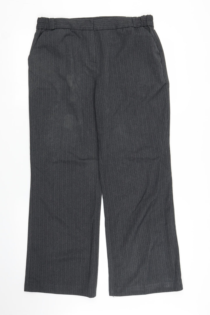 BM Womens Grey Striped Trousers Size 14 L26 in