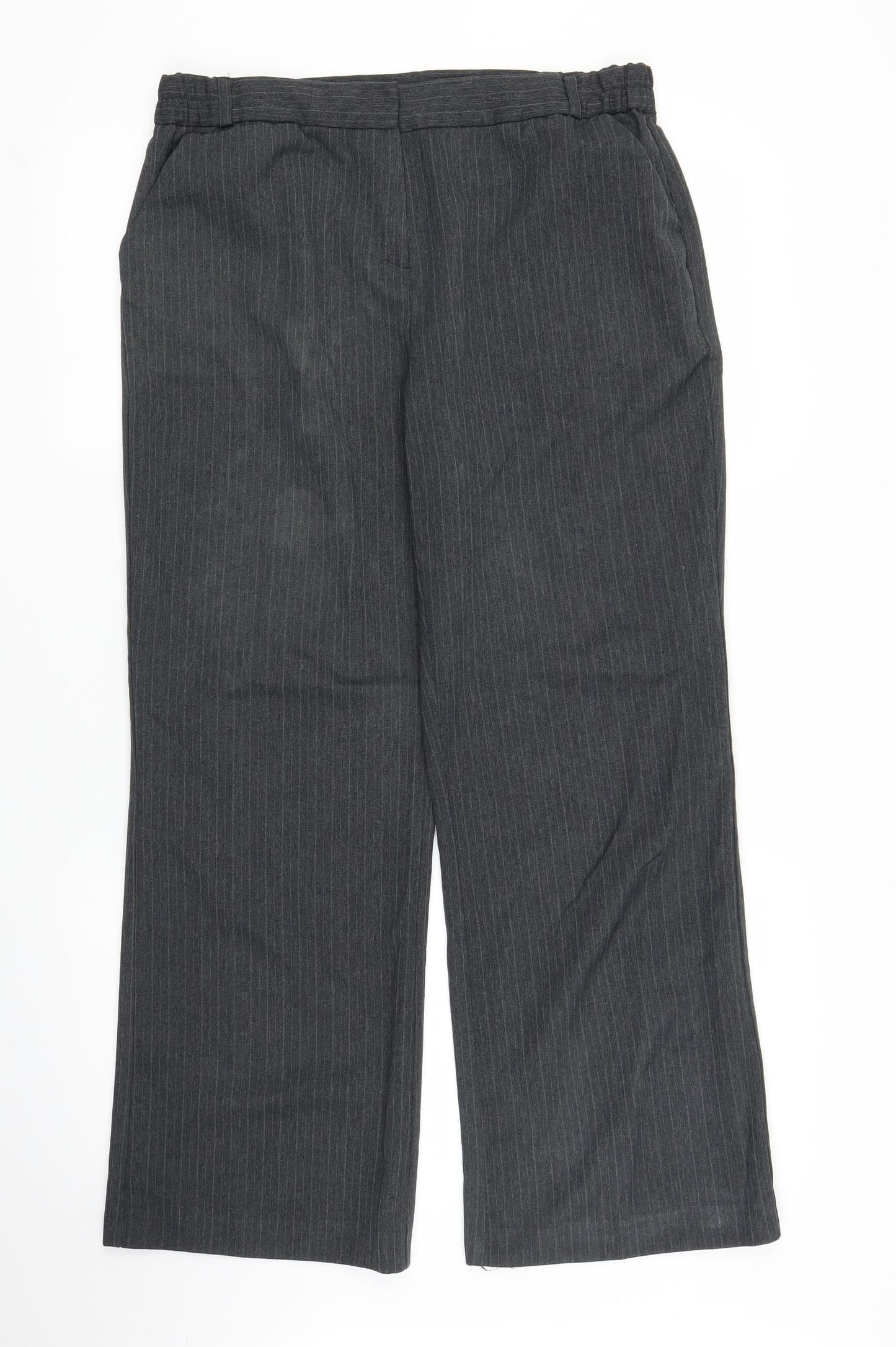 BM Womens Grey Striped  Trousers  Size 14 L26 in