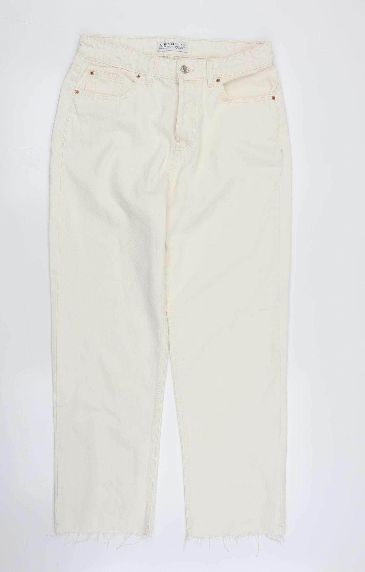 Primark Womens White  Denim Straight Jeans Size 12 L27 in