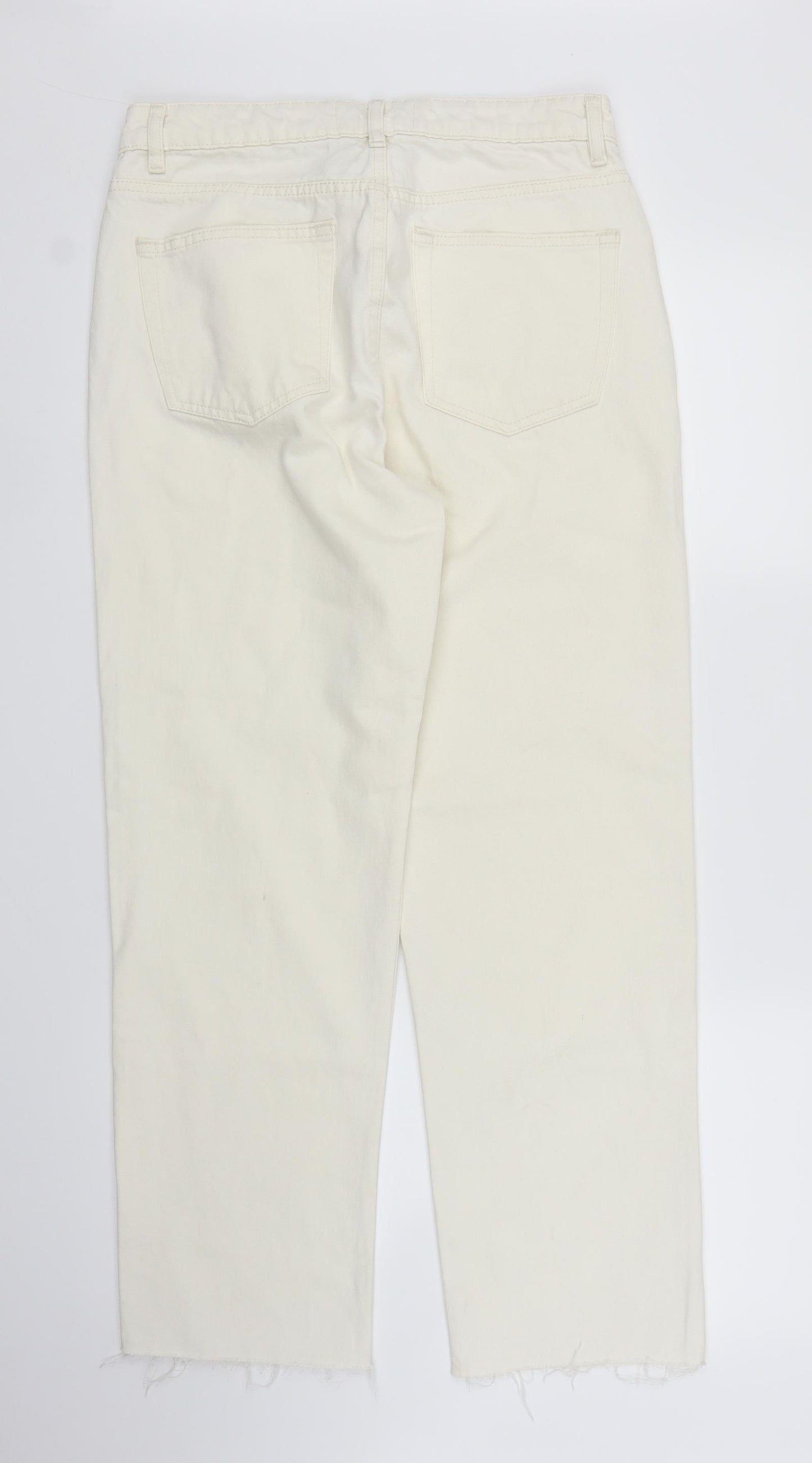 Primark Womens White  Denim Straight Jeans Size 12 L27 in