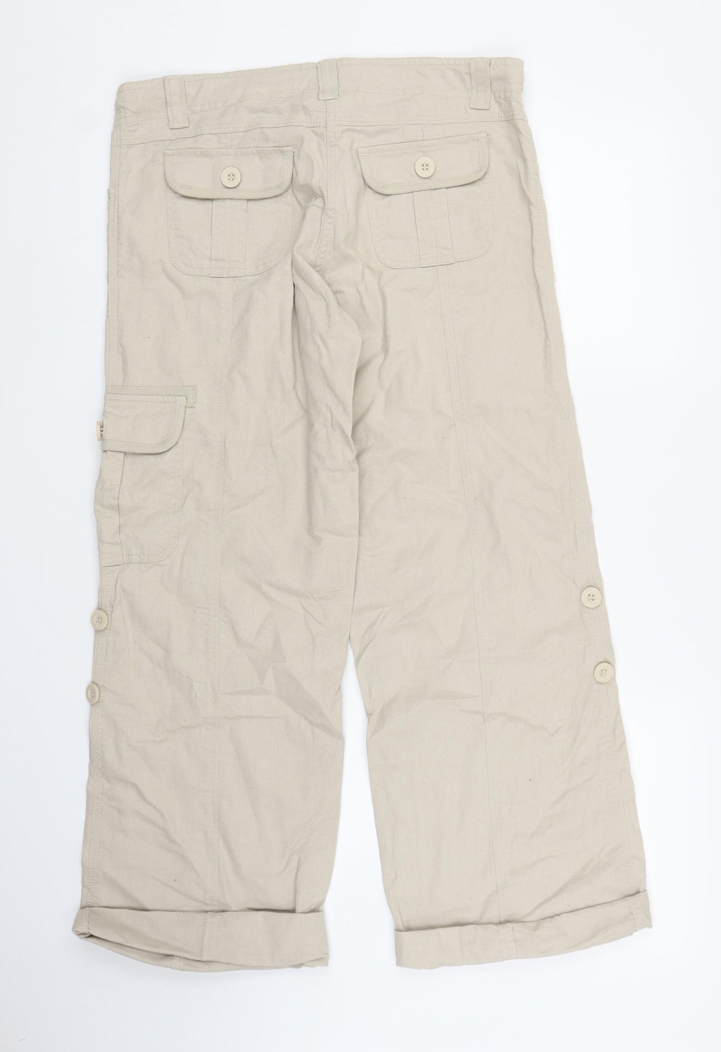 BHS Womens Beige   Cargo Trousers Size 12 L25 in