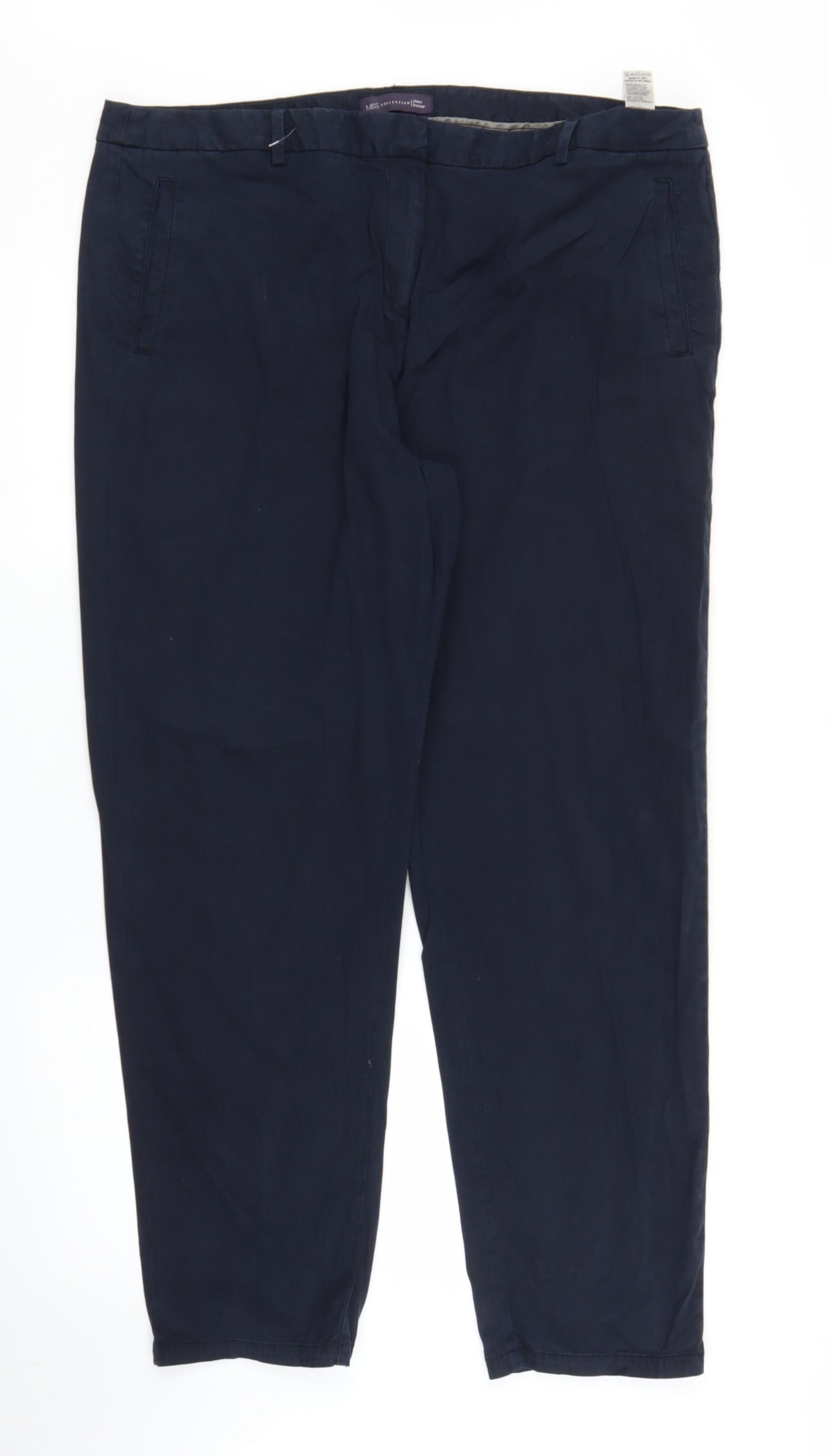 M&S Womens Blue   Chino Trousers Size 20 L29 in