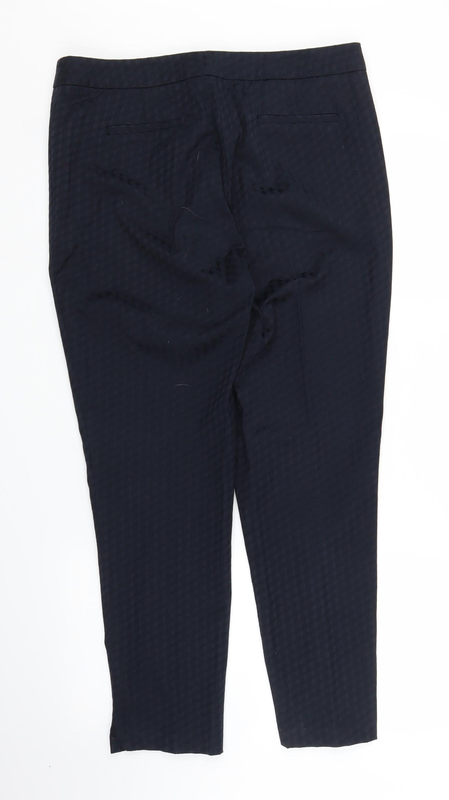 F&F Womens Blue Argyle/Diamond  Carrot Trousers Size 14 L26 in