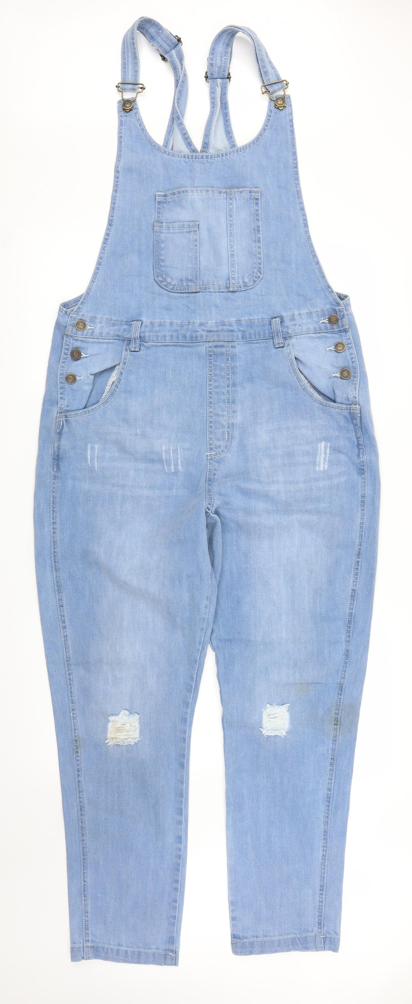 Denim State Womens Blue  Denim Dungarees Trousers Size 18 L28 in