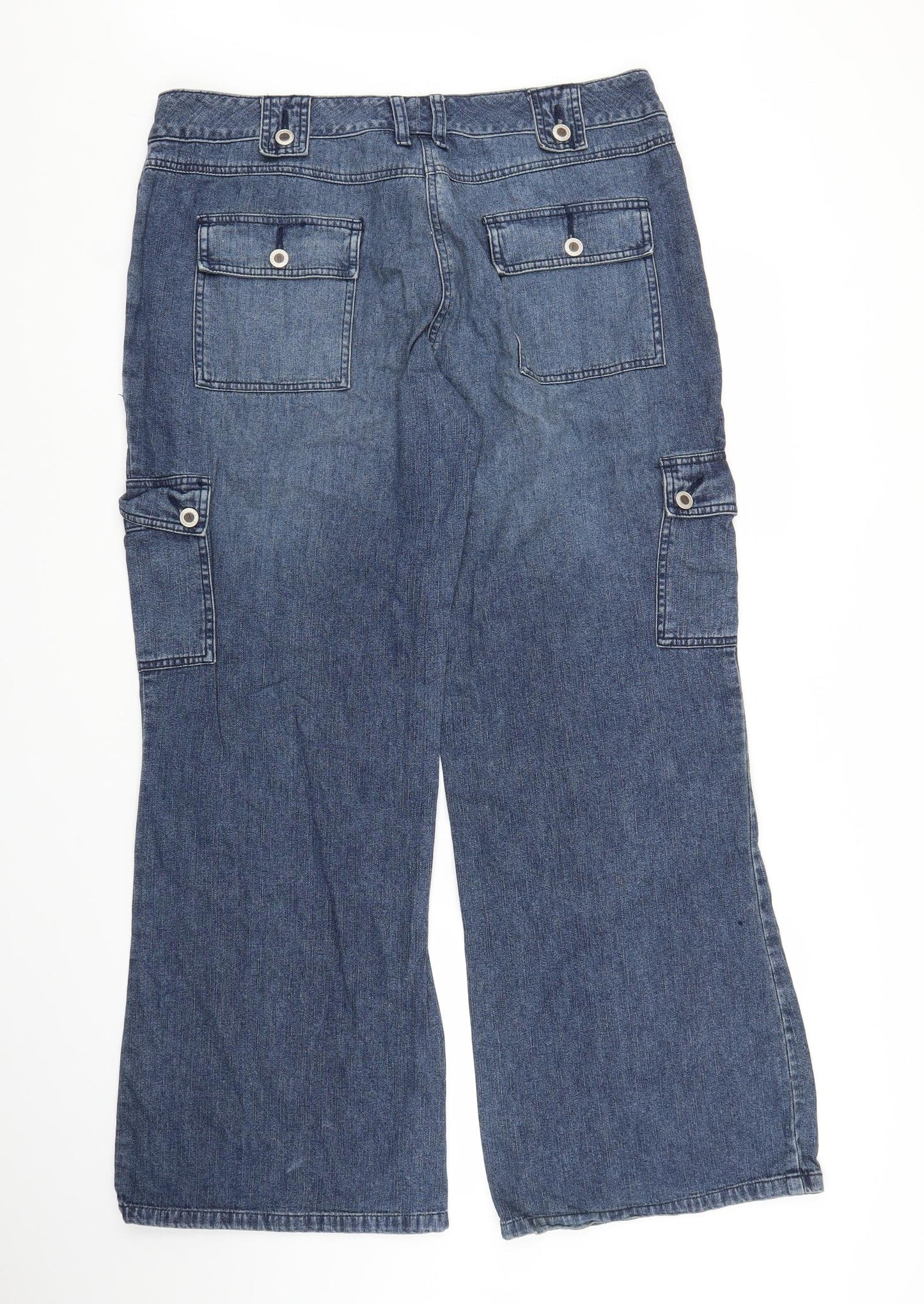 Casual Basix Womens Blue  Denim Wide-Leg Jeans Size 16 L29 in