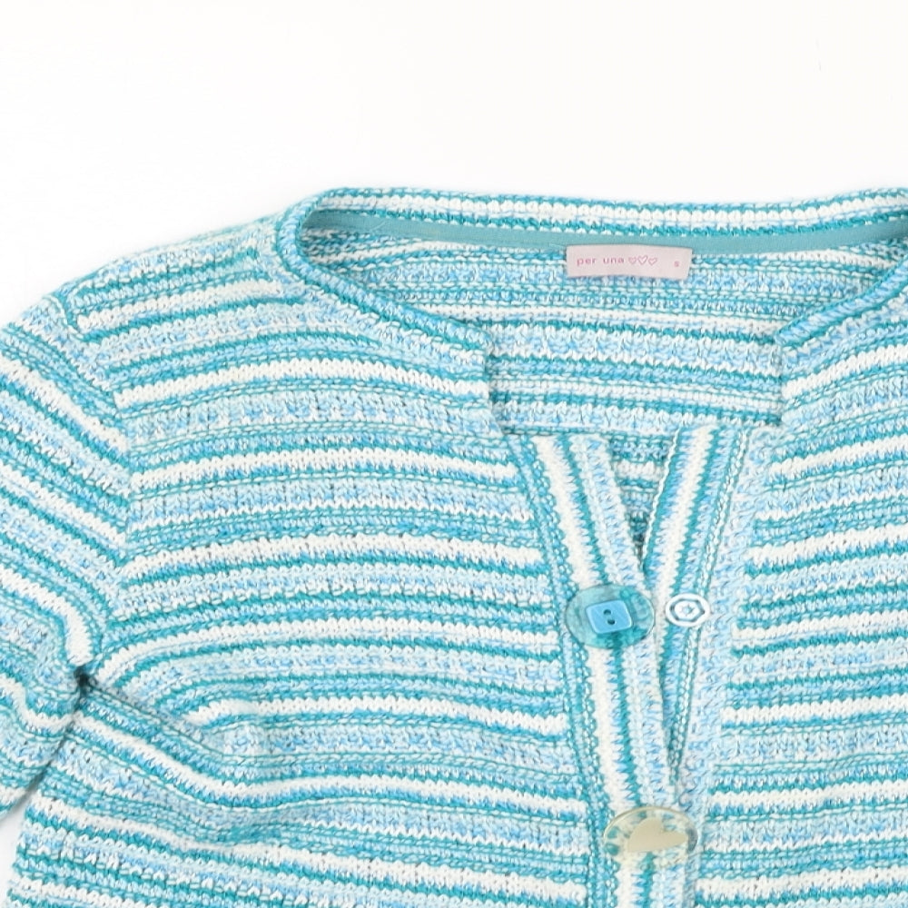 Per Una Womens Blue Striped  Cardigan Jumper Size S