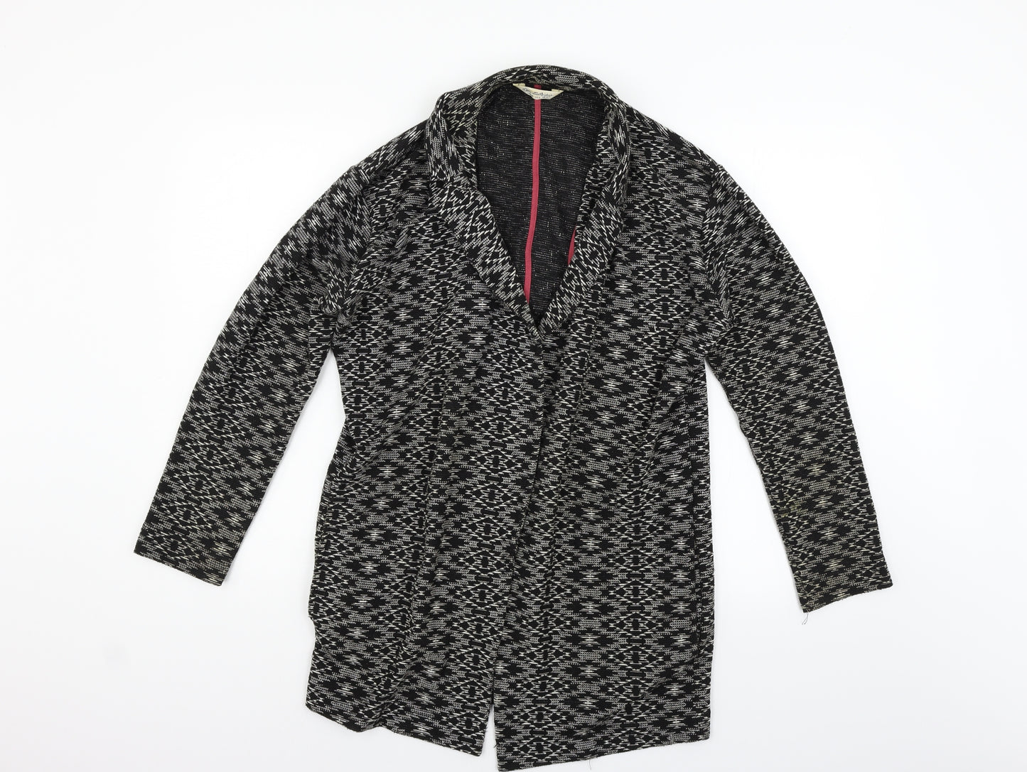 Miss Selfridge Womens Black Geometric  Cardigan Jumper Size 10
