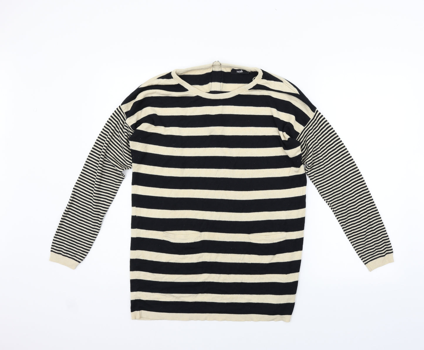 Wallis Womens Black Striped  Pullover Jumper Size S