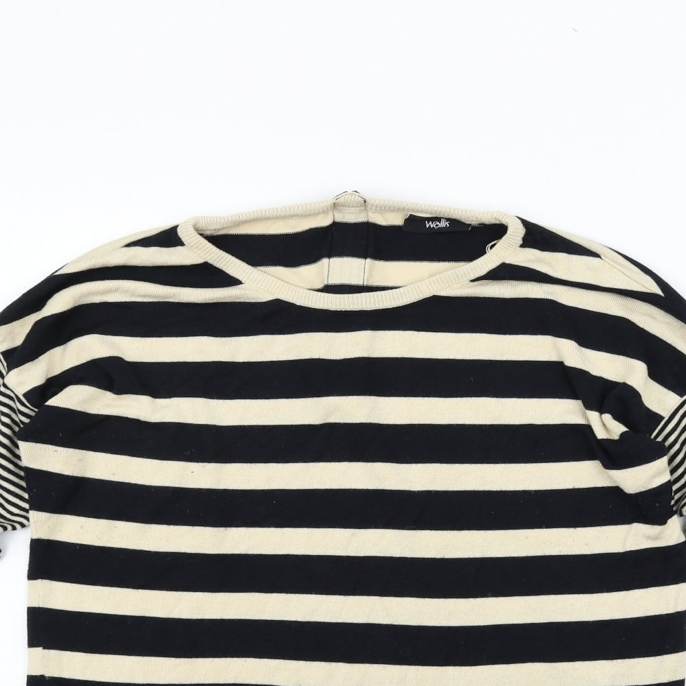 Wallis Womens Black Striped  Pullover Jumper Size S