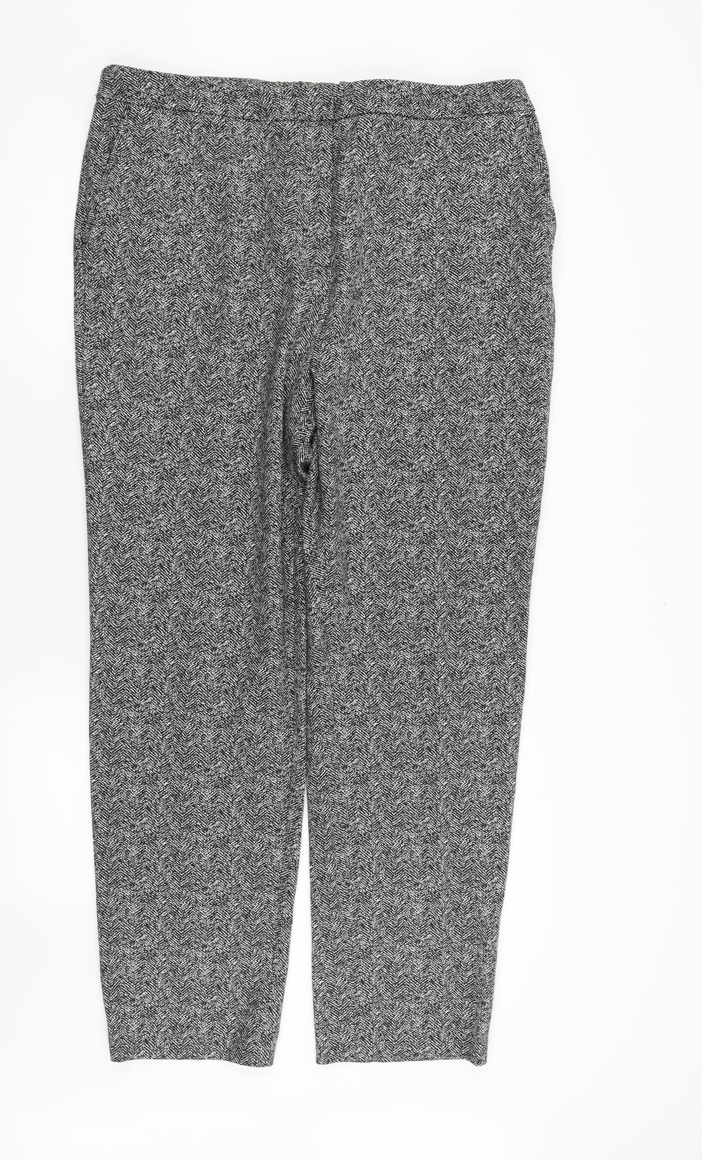 Marks and Spencer Womens Grey Geometric  Trousers  Size 18 L30 in