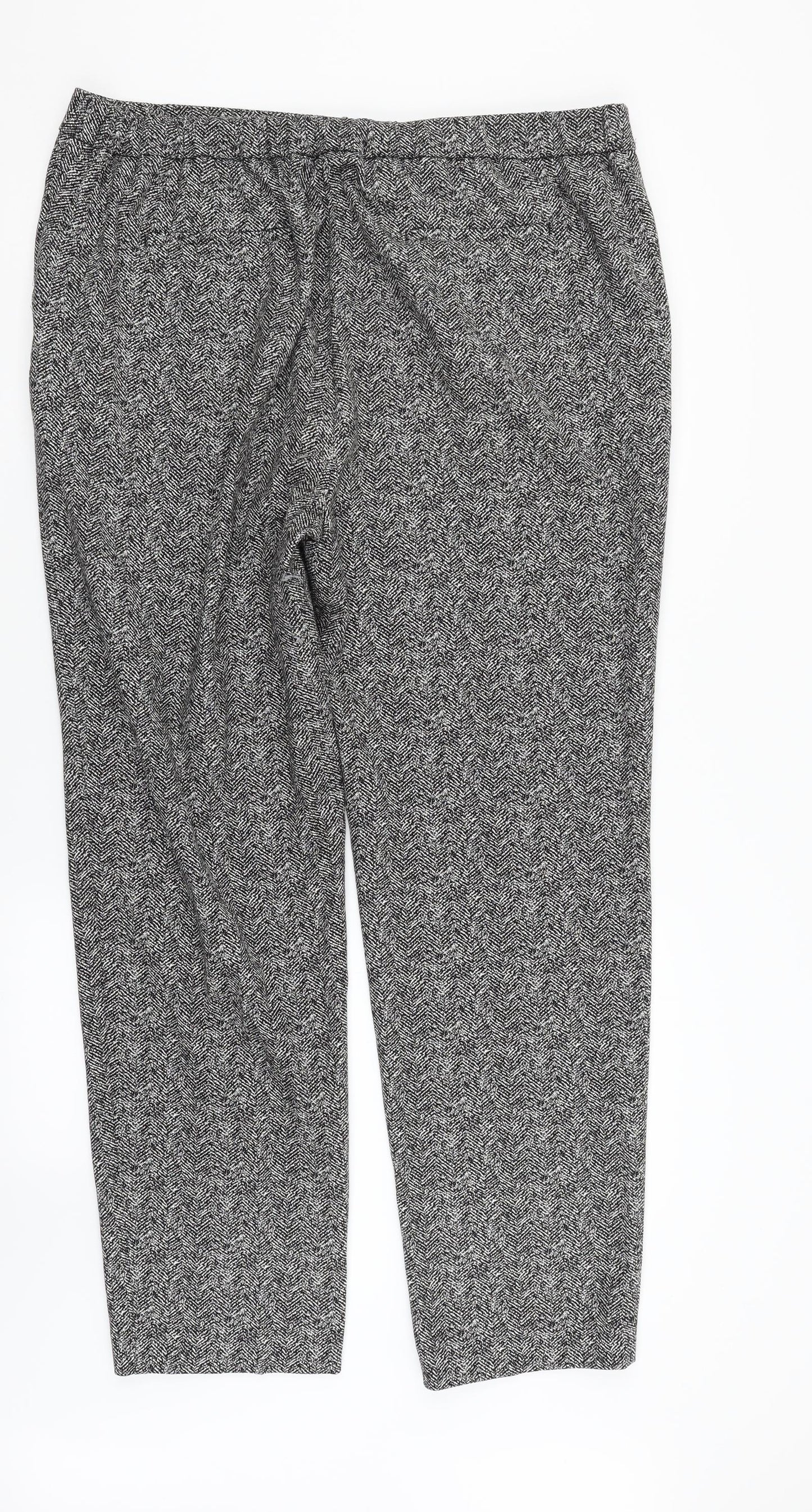 Marks and Spencer Womens Grey Geometric  Trousers  Size 18 L30 in