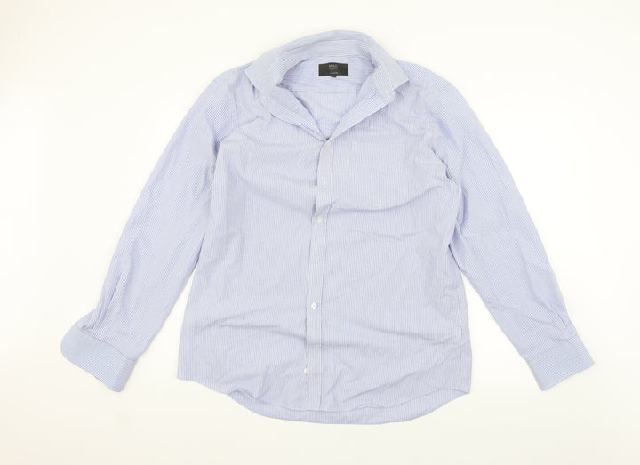 Marks and Spencer Mens Blue Polka Dot   Button-Up Size 16
