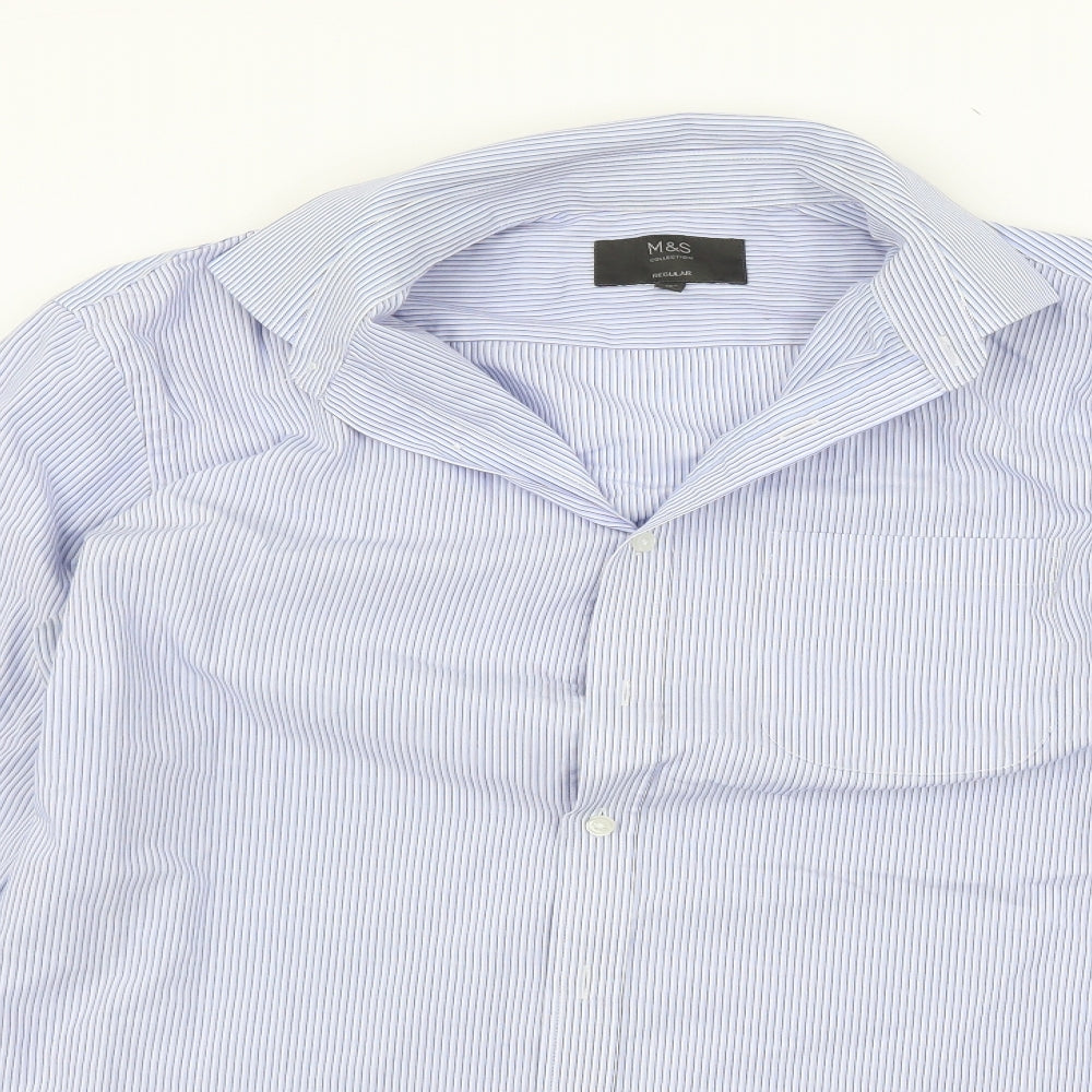 Marks and Spencer Mens Blue Polka Dot   Button-Up Size 16