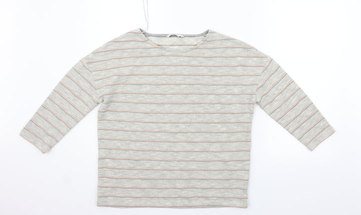 TU Womens Grey Striped  Pullover Jumper Size 10