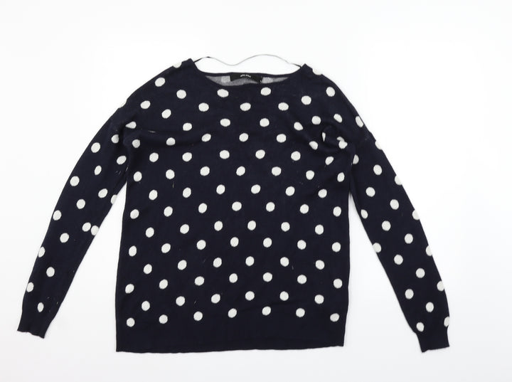VERO MODA Womens Blue Polka Dot Pullover Jumper Size S