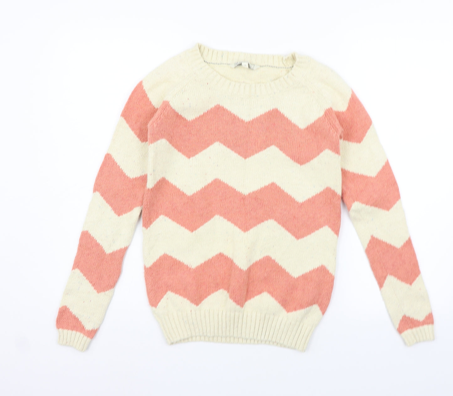 Fat Face Womens Beige Striped  Pullover Jumper Size 8