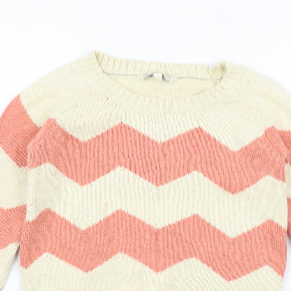 Fat Face Womens Beige Striped  Pullover Jumper Size 8