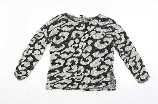 Front view of ASOS women’s black geometric jumper, size UK 10