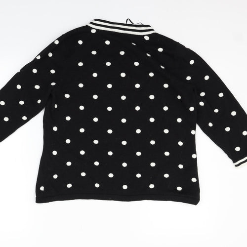 county casual Womens Black Polka Dot  Pullover Jumper Size XL