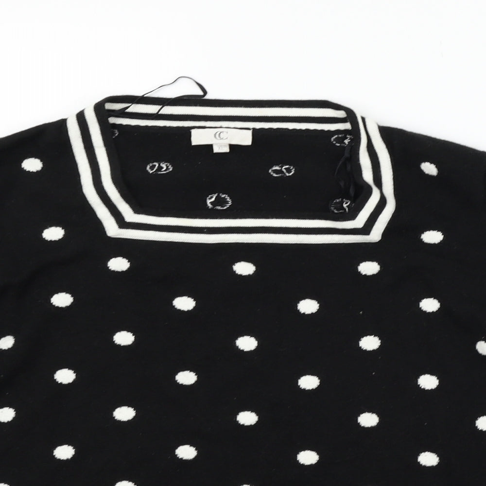 county casual Womens Black Polka Dot  Pullover Jumper Size XL