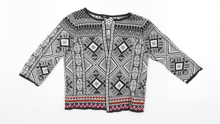 F&F Womens Black Geometric  Cardigan Jumper Size 8