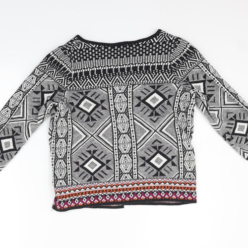 F&F Womens Black Geometric  Cardigan Jumper Size 8
