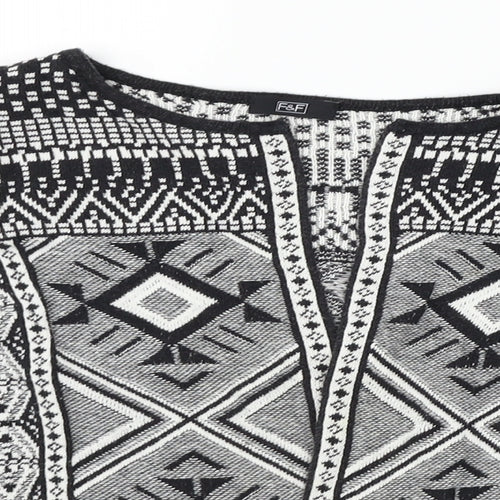 F&F Womens Black Geometric  Cardigan Jumper Size 8