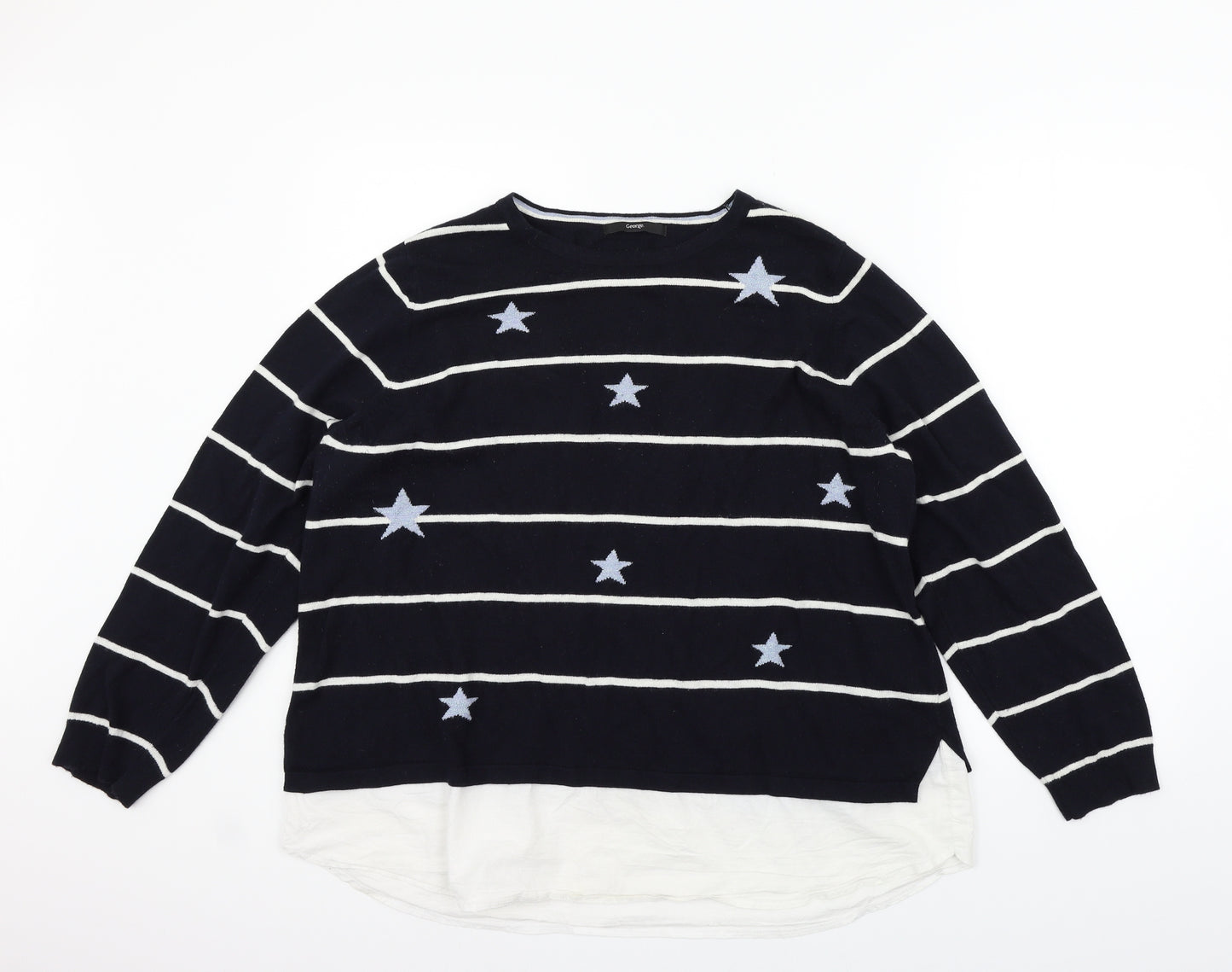 George Womens Blue Striped  Pullover Jumper Size 20