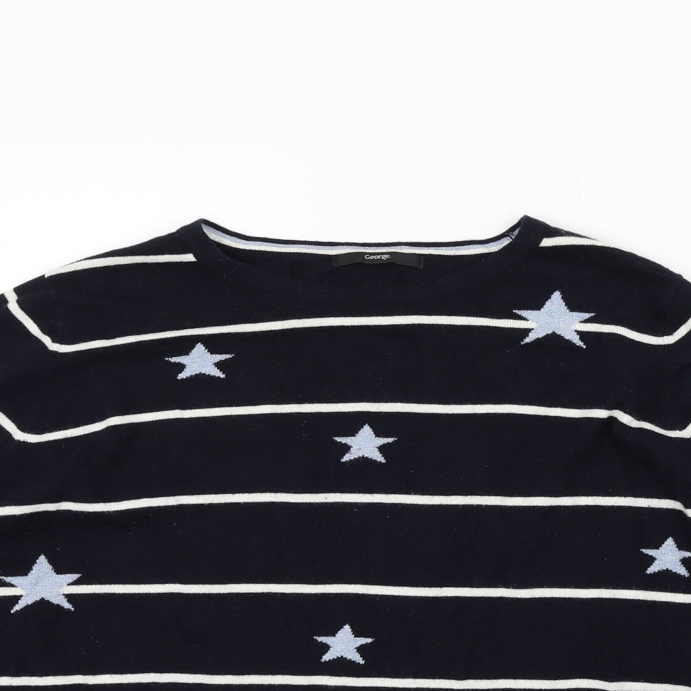 George Womens Blue Striped  Pullover Jumper Size 20