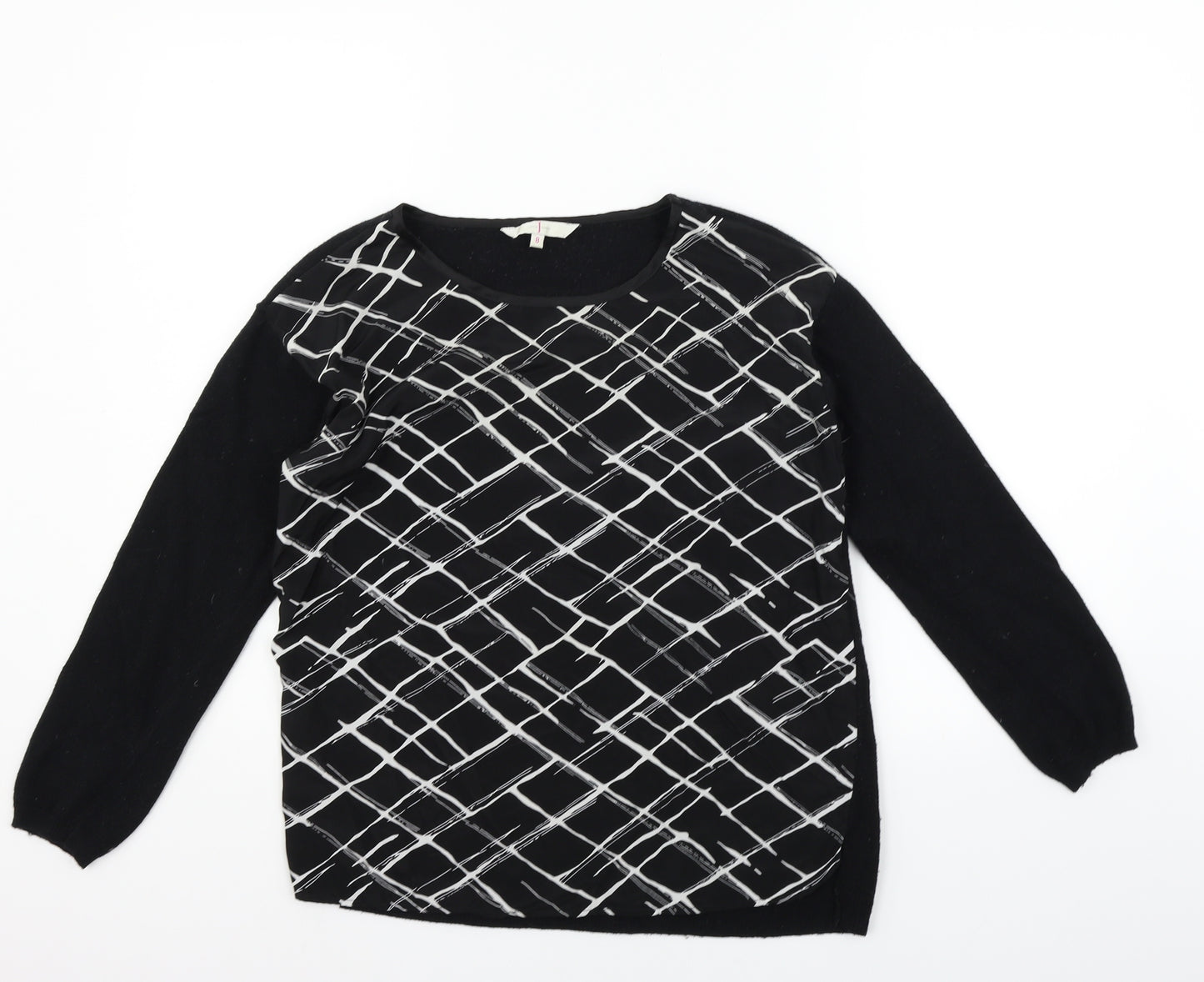 Jasper Conran Womens Black Geometric  Pullover Jumper Size 8