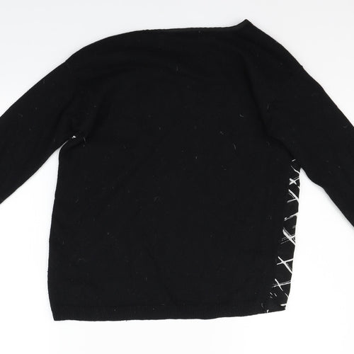 Jasper Conran Womens Black Geometric  Pullover Jumper Size 8