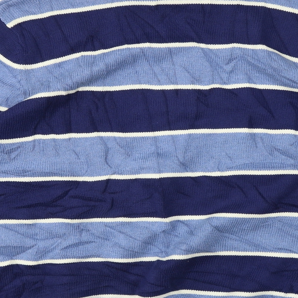 Maine New England  Mens Blue Striped  Pullover Jumper Size L